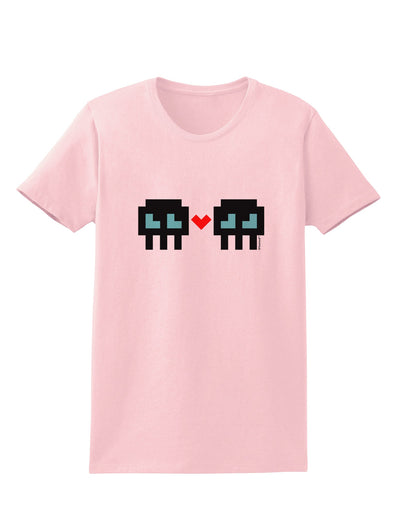 8-Bit Skull Love - Boy and Boy Womens T-Shirt-Womens T-Shirt-TooLoud-PalePink-X-Small-Davson Sales