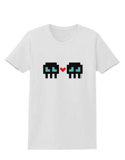 8-Bit Skull Love - Boy and Boy Womens T-Shirt-Womens T-Shirt-TooLoud-White-X-Small-Davson Sales