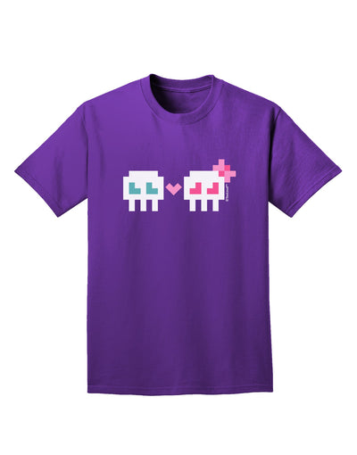 8-Bit Skull Love - Boy and Girl Adult Dark T-Shirt-Mens T-Shirt-TooLoud-Purple-Small-Davson Sales