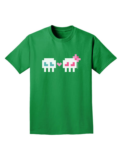 8-Bit Skull Love - Boy and Girl Adult Dark T-Shirt-Mens T-Shirt-TooLoud-Kelly-Green-Small-Davson Sales