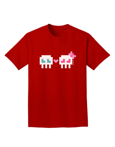 8-Bit Skull Love - Boy and Girl Adult Dark T-Shirt-Mens T-Shirt-TooLoud-Red-Small-Davson Sales
