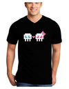 8-Bit Skull Love - Boy and Girl Adult Dark V-Neck T-Shirt-TooLoud-Black-Small-Davson Sales