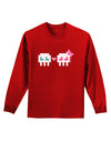 8-Bit Skull Love - Boy and Girl Adult Long Sleeve Dark T-Shirt-TooLoud-Red-Small-Davson Sales