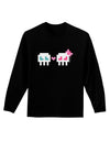 8-Bit Skull Love - Boy and Girl Adult Long Sleeve Dark T-Shirt-TooLoud-Black-Small-Davson Sales