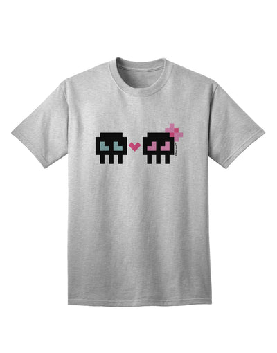 8-Bit Skull Love - Boy and Girl Adult T-Shirt-Mens T-Shirt-TooLoud-AshGray-Small-Davson Sales