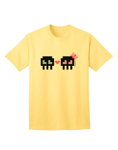 8-Bit Skull Love - Boy and Girl Adult T-Shirt-Mens T-Shirt-TooLoud-Yellow-Small-Davson Sales