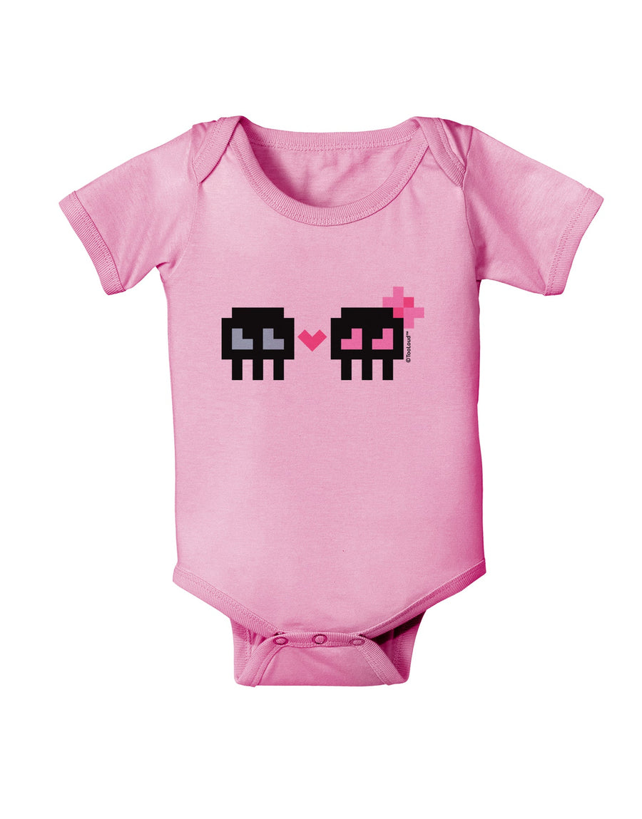 8-Bit Skull Love - Boy and Girl Baby Romper Bodysuit-Baby Romper-TooLoud-White-06-Months-Davson Sales