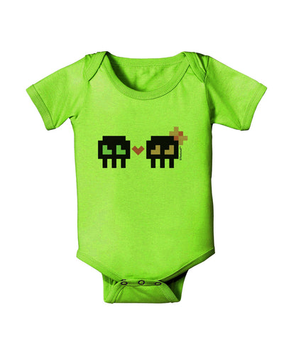 8-Bit Skull Love - Boy and Girl Baby Romper Bodysuit-Baby Romper-TooLoud-Lime-Green-06-Months-Davson Sales