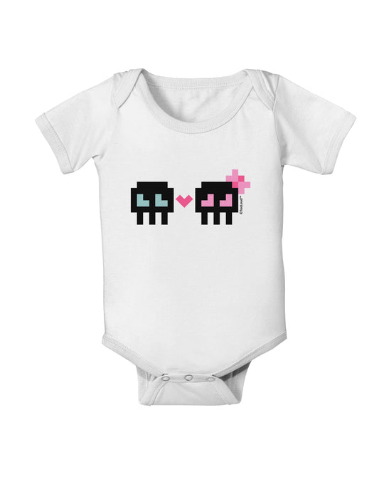 8-Bit Skull Love - Boy and Girl Baby Romper Bodysuit-Baby Romper-TooLoud-White-06-Months-Davson Sales
