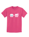8-Bit Skull Love - Boy and Girl Childrens Dark T-Shirt-Childrens T-Shirt-TooLoud-Sangria-X-Small-Davson Sales