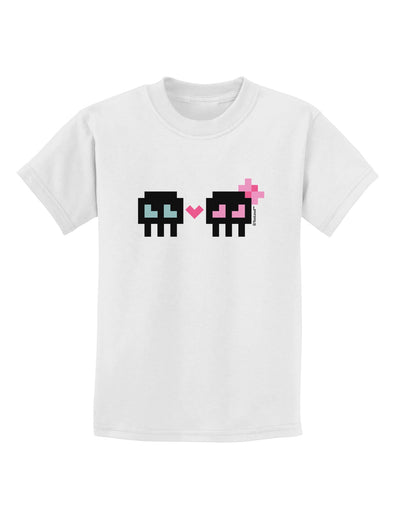 8-Bit Skull Love - Boy and Girl Childrens T-Shirt-Childrens T-Shirt-TooLoud-White-X-Small-Davson Sales