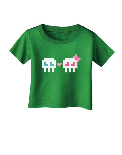 8-Bit Skull Love - Boy and Girl Infant T-Shirt Dark-Infant T-Shirt-TooLoud-Clover-Green-06-Months-Davson Sales