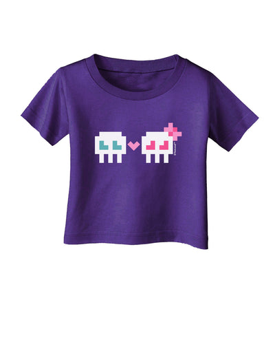 8-Bit Skull Love - Boy and Girl Infant T-Shirt Dark-Infant T-Shirt-TooLoud-Purple-06-Months-Davson Sales