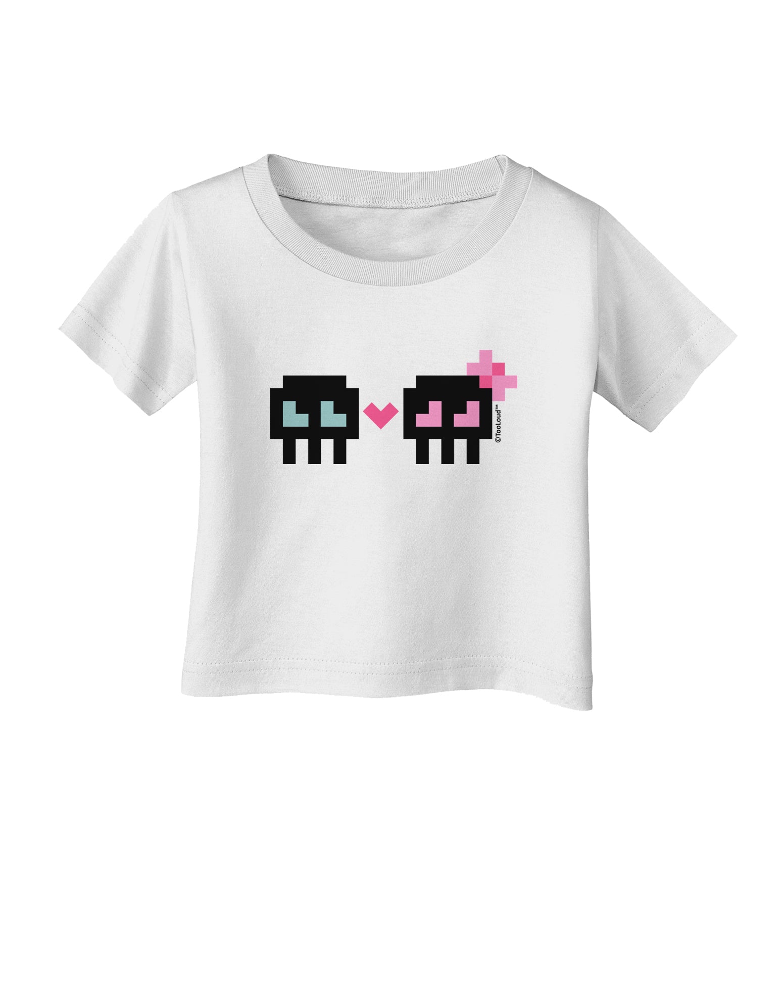 8-Bit Skull Love - Boy and Girl Infant T-Shirt-Infant T-Shirt-TooLoud-White-06-Months-Davson Sales