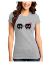 8-Bit Skull Love - Boy and Girl Juniors T-Shirt-Womens Juniors T-Shirt-TooLoud-Ash-Gray-Juniors Fitted X-Small-Davson Sales