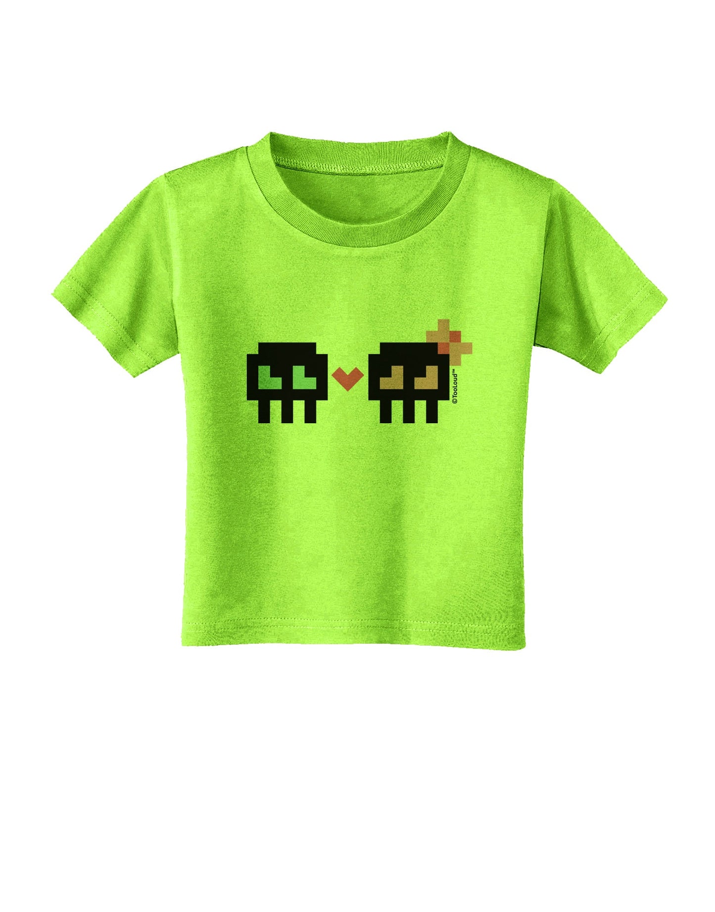 8-Bit Skull Love - Boy and Girl Toddler T-Shirt-Toddler T-Shirt-TooLoud-Lime-Green-2T-Davson Sales