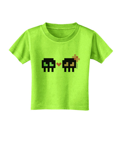 8-Bit Skull Love - Boy and Girl Toddler T-Shirt-Toddler T-Shirt-TooLoud-Lime-Green-2T-Davson Sales