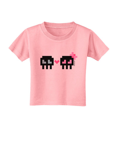 8-Bit Skull Love - Boy and Girl Toddler T-Shirt-Toddler T-Shirt-TooLoud-Candy-Pink-2T-Davson Sales