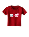 8-Bit Skull Love - Boy and Girl Toddler T-Shirt Dark-Toddler T-Shirt-TooLoud-Red-2T-Davson Sales
