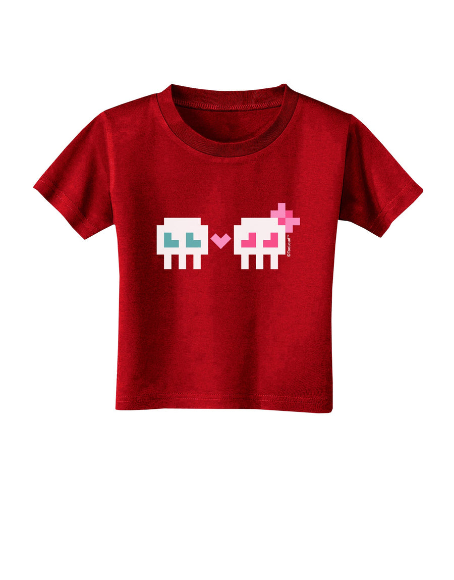 8-Bit Skull Love - Boy and Girl Toddler T-Shirt Dark-Toddler T-Shirt-TooLoud-Black-2T-Davson Sales