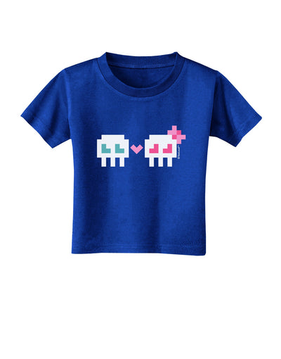 8-Bit Skull Love - Boy and Girl Toddler T-Shirt Dark-Toddler T-Shirt-TooLoud-Royal-Blue-2T-Davson Sales