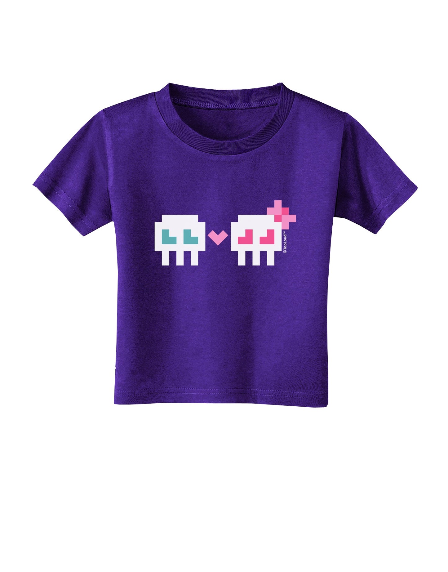 8-Bit Skull Love - Boy and Girl Toddler T-Shirt Dark-Toddler T-Shirt-TooLoud-Purple-2T-Davson Sales