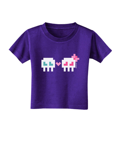 8-Bit Skull Love - Boy and Girl Toddler T-Shirt Dark-Toddler T-Shirt-TooLoud-Purple-2T-Davson Sales