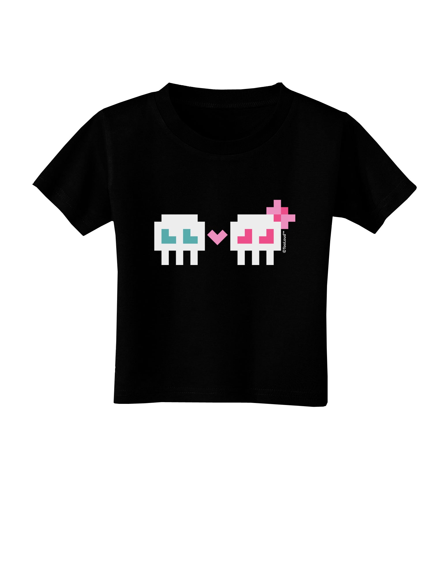 8-Bit Skull Love - Boy and Girl Toddler T-Shirt Dark-Toddler T-Shirt-TooLoud-Black-2T-Davson Sales