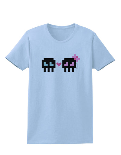 8-Bit Skull Love - Boy and Girl Womens T-Shirt-Womens T-Shirt-TooLoud-Light-Blue-X-Small-Davson Sales