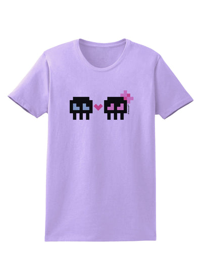 8-Bit Skull Love - Boy and Girl Womens T-Shirt-Womens T-Shirt-TooLoud-Lavender-X-Small-Davson Sales