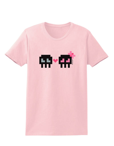 8-Bit Skull Love - Boy and Girl Womens T-Shirt-Womens T-Shirt-TooLoud-PalePink-X-Small-Davson Sales