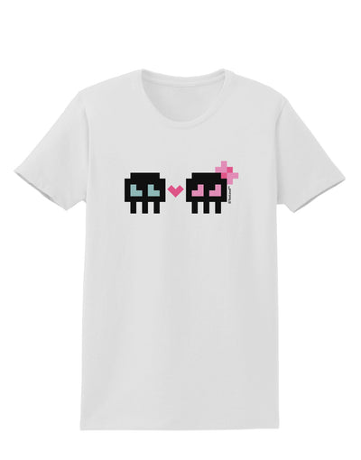 8-Bit Skull Love - Boy and Girl Womens T-Shirt-Womens T-Shirt-TooLoud-White-X-Small-Davson Sales