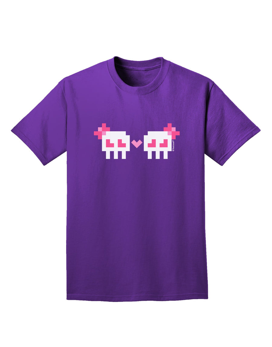 8-Bit Skull Love - Girl and Girl Adult Dark T-Shirt-Mens T-Shirt-TooLoud-Black-Small-Davson Sales