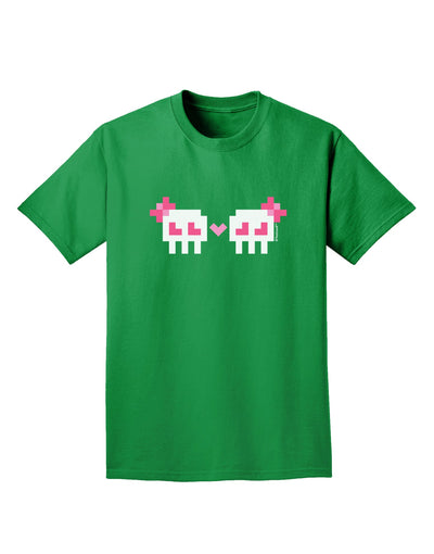 8-Bit Skull Love - Girl and Girl Adult Dark T-Shirt-Mens T-Shirt-TooLoud-Kelly-Green-Small-Davson Sales