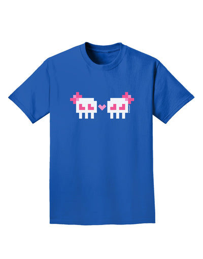 8-Bit Skull Love - Girl and Girl Adult Dark T-Shirt-Mens T-Shirt-TooLoud-Royal-Blue-Small-Davson Sales