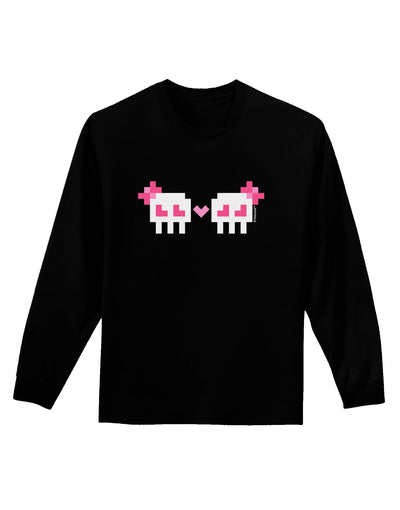 8-Bit Skull Love - Girl and Girl Adult Long Sleeve Dark T-Shirt-TooLoud-Black-Small-Davson Sales