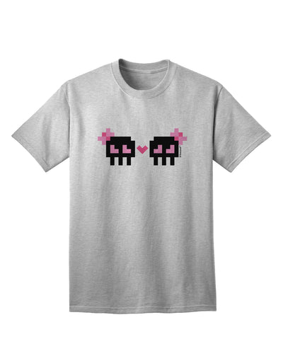 8-Bit Skull Love - Girl and Girl Adult T-Shirt-Mens T-Shirt-TooLoud-AshGray-Small-Davson Sales