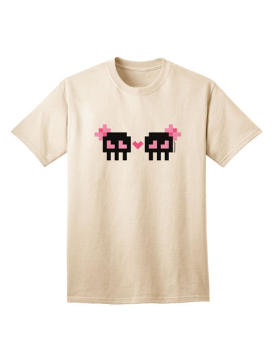 8-Bit Skull Love - Girl and Girl Adult T-Shirt-Mens T-Shirt-TooLoud-Natural-Small-Davson Sales