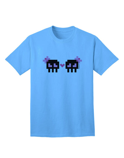 8-Bit Skull Love - Girl and Girl Adult T-Shirt-Mens T-Shirt-TooLoud-Aquatic-Blue-Small-Davson Sales