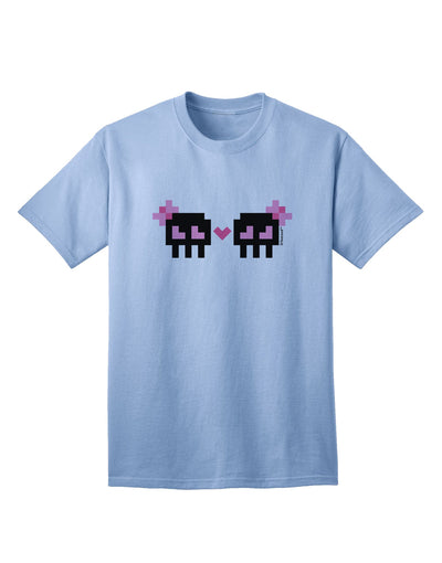 8-Bit Skull Love - Girl and Girl Adult T-Shirt-Mens T-Shirt-TooLoud-Light-Blue-Small-Davson Sales