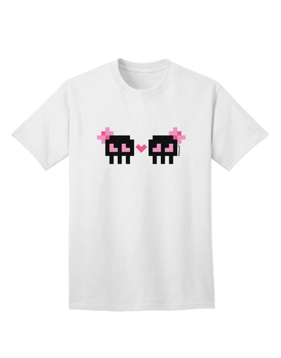 8-Bit Skull Love - Girl and Girl Adult T-Shirt-Mens T-Shirt-TooLoud-White-Small-Davson Sales