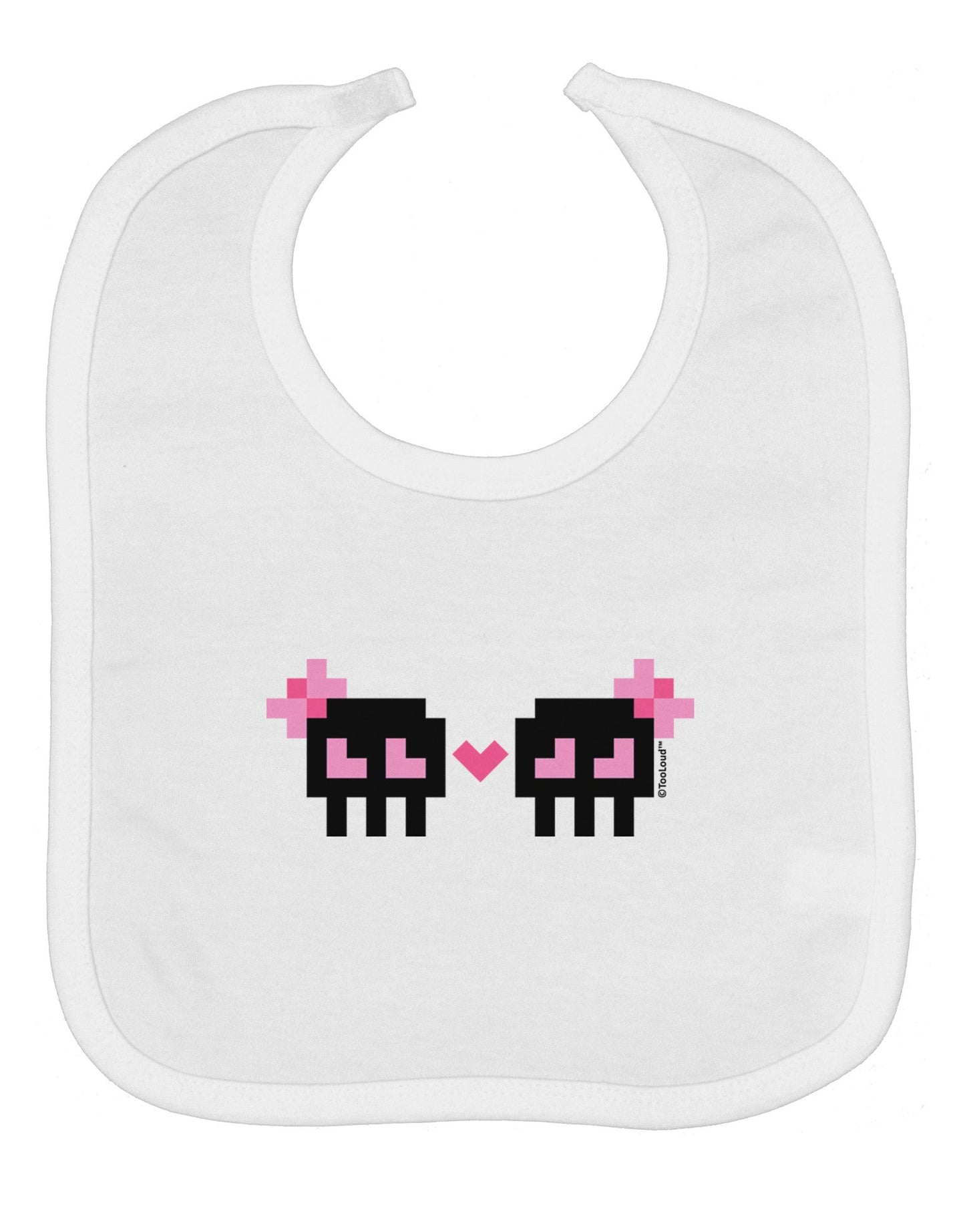 8-Bit Skull Love - Girl and Girl Baby Bib