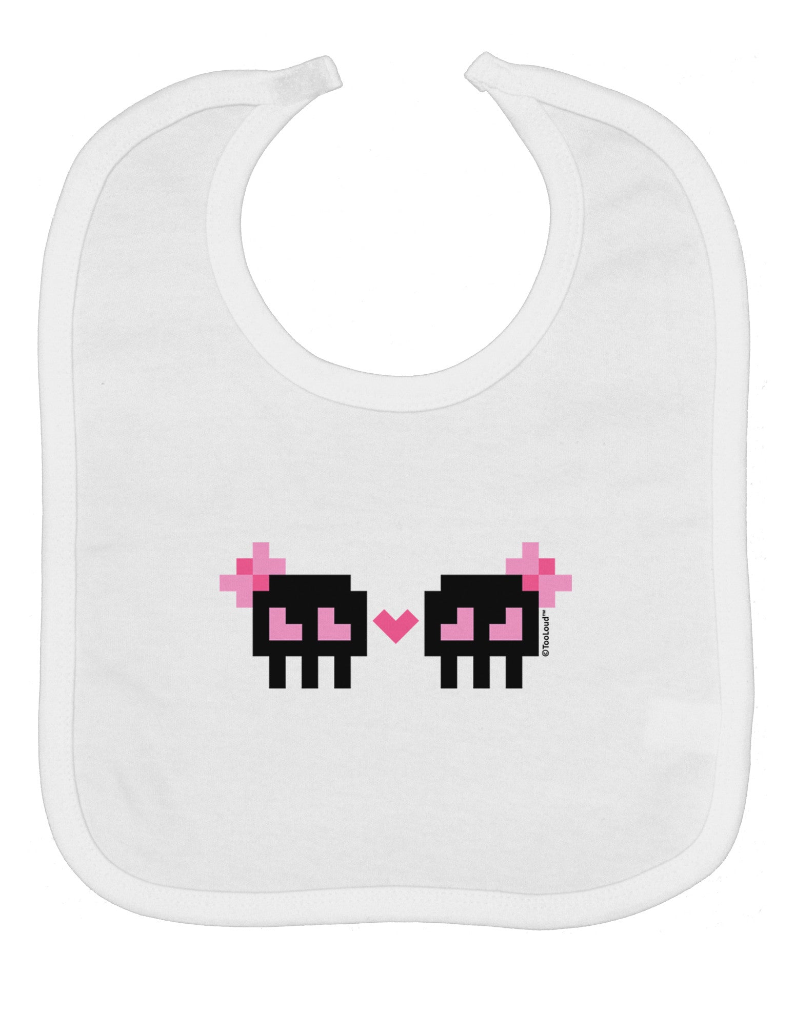 8-Bit Skull Love - Girl and Girl Baby Bib