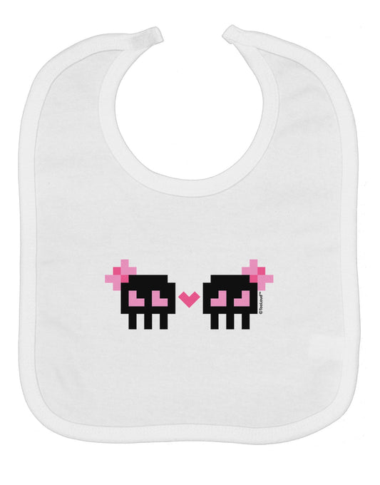 8-Bit Skull Love - Girl and Girl Baby Bib