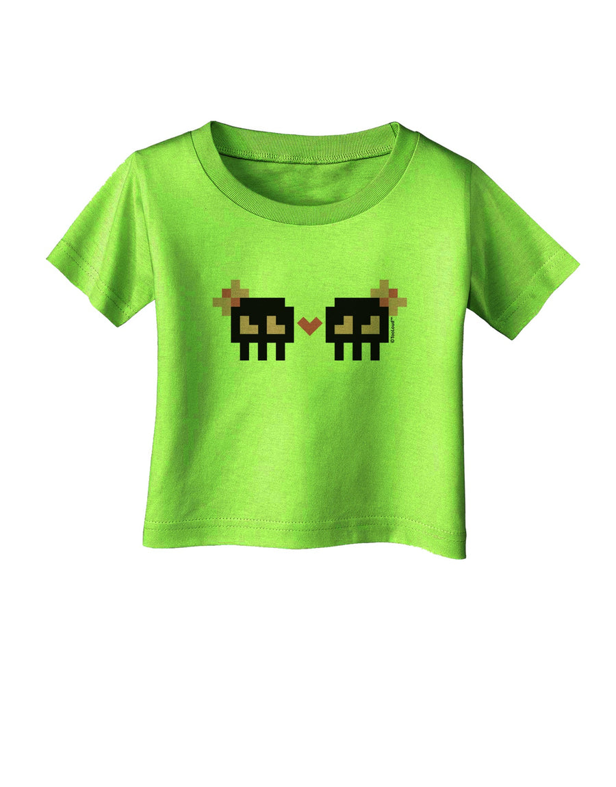 8-Bit Skull Love - Girl and Girl Infant T-Shirt-Infant T-Shirt-TooLoud-White-06-Months-Davson Sales
