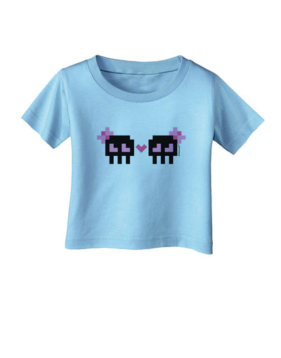 8-Bit Skull Love - Girl and Girl Infant T-Shirt-Infant T-Shirt-TooLoud-Aquatic-Blue-06-Months-Davson Sales