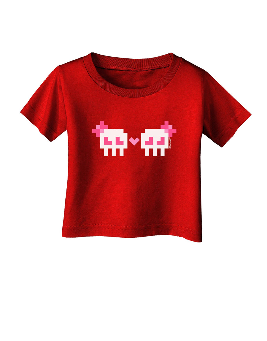 8-Bit Skull Love - Girl and Girl Infant T-Shirt Dark-Infant T-Shirt-TooLoud-Black-06-Months-Davson Sales