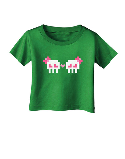 8-Bit Skull Love - Girl and Girl Infant T-Shirt Dark-Infant T-Shirt-TooLoud-Clover-Green-06-Months-Davson Sales