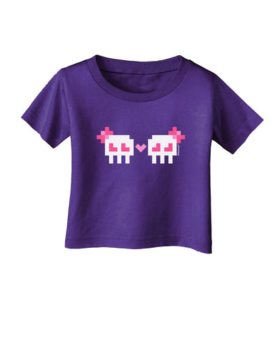 8-Bit Skull Love - Girl and Girl Infant T-Shirt Dark-Infant T-Shirt-TooLoud-Purple-06-Months-Davson Sales