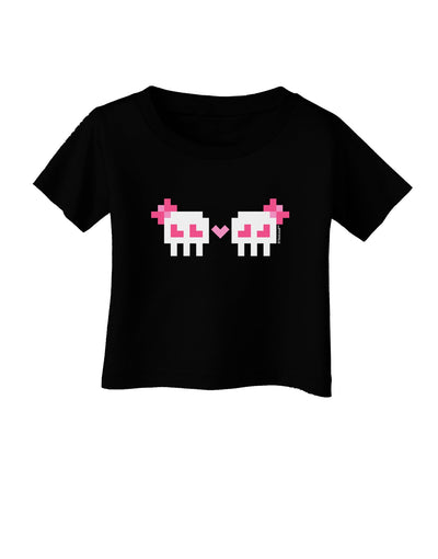8-Bit Skull Love - Girl and Girl Infant T-Shirt Dark-Infant T-Shirt-TooLoud-Black-06-Months-Davson Sales